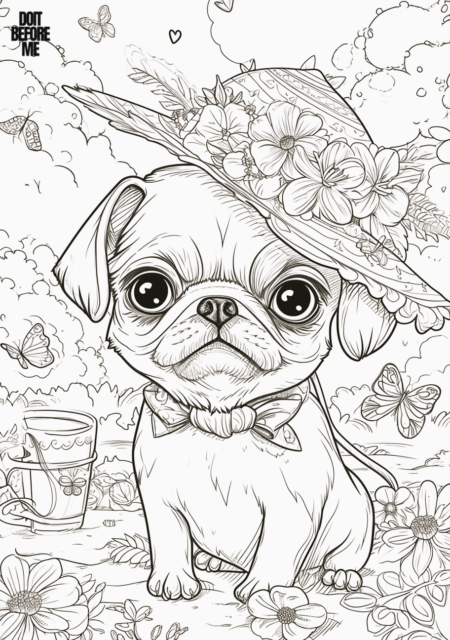 realistic pug coloring pages