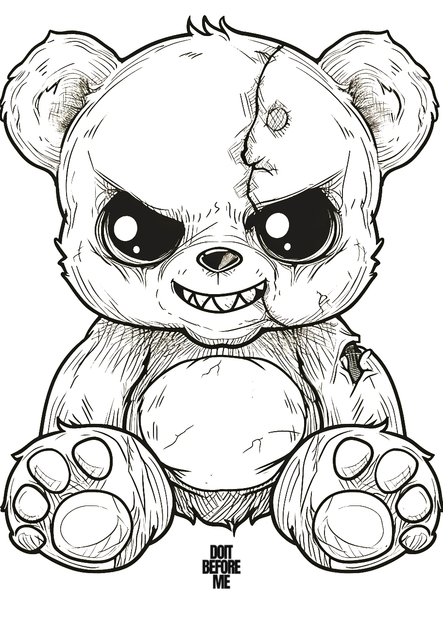 scary teddy bear coloring page