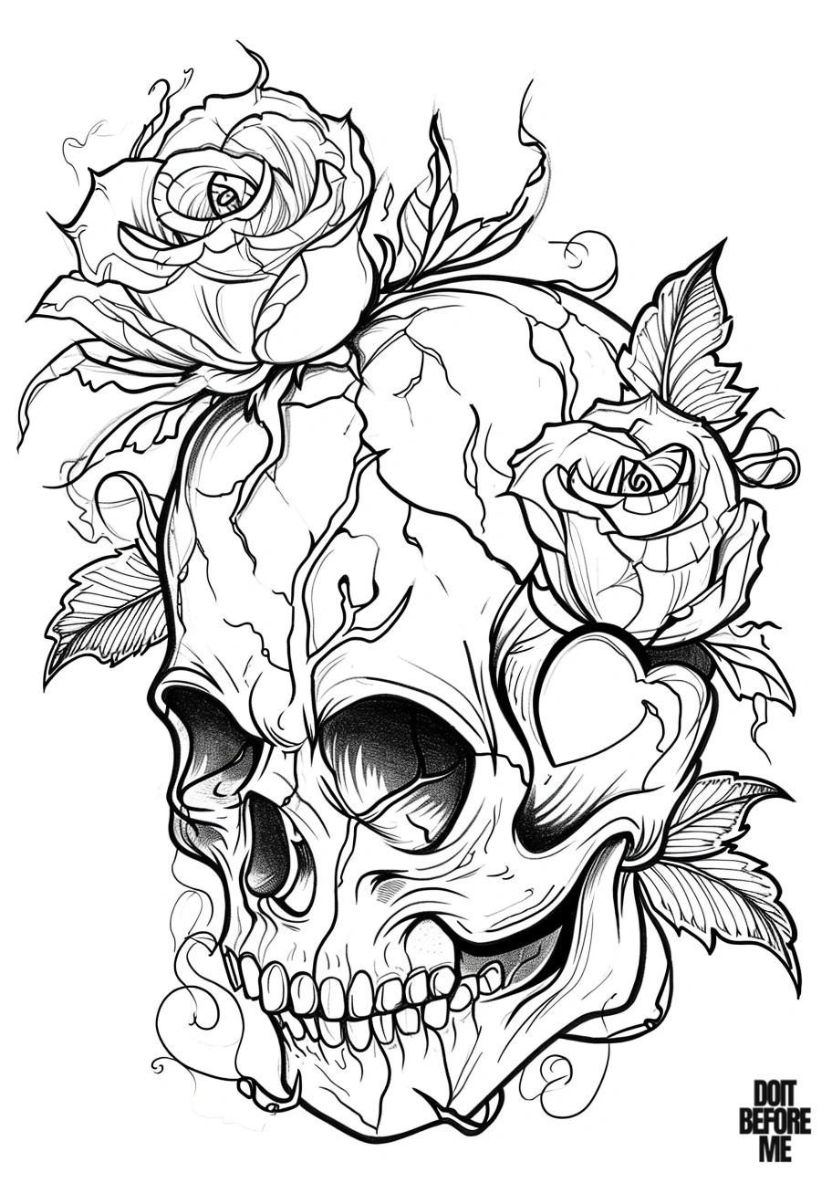 valentines day coloring pages skull