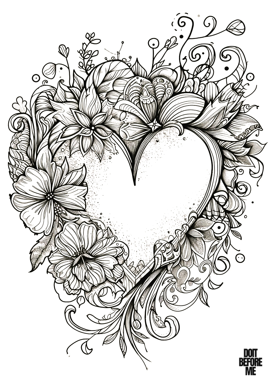 valentine's day heart coloring page