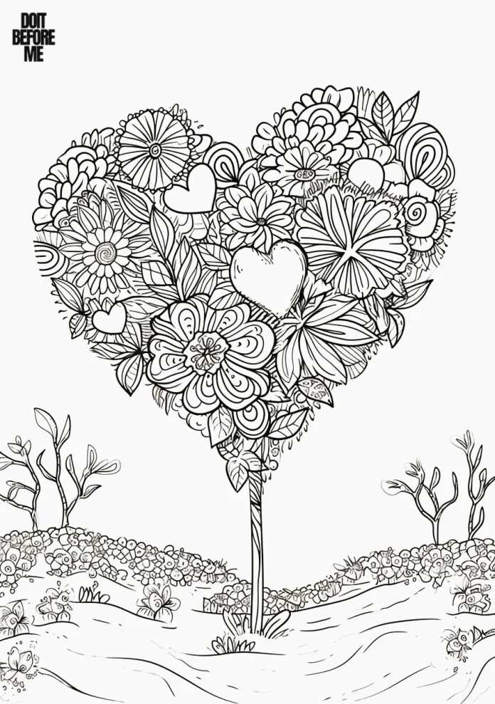 valentine's day heart printable coloring pages