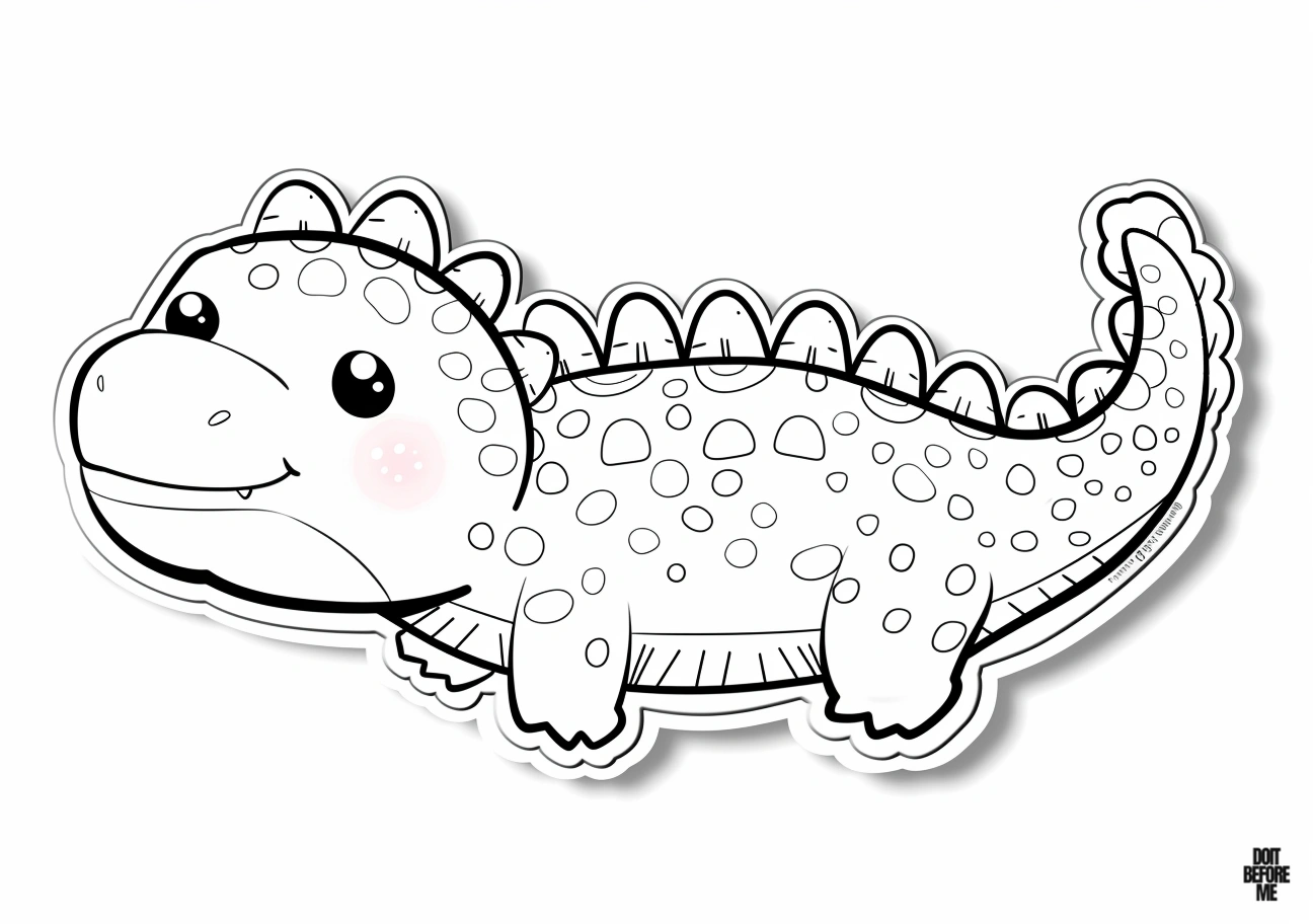 Printable coloring page featuring a cute alligator for kindergarten.