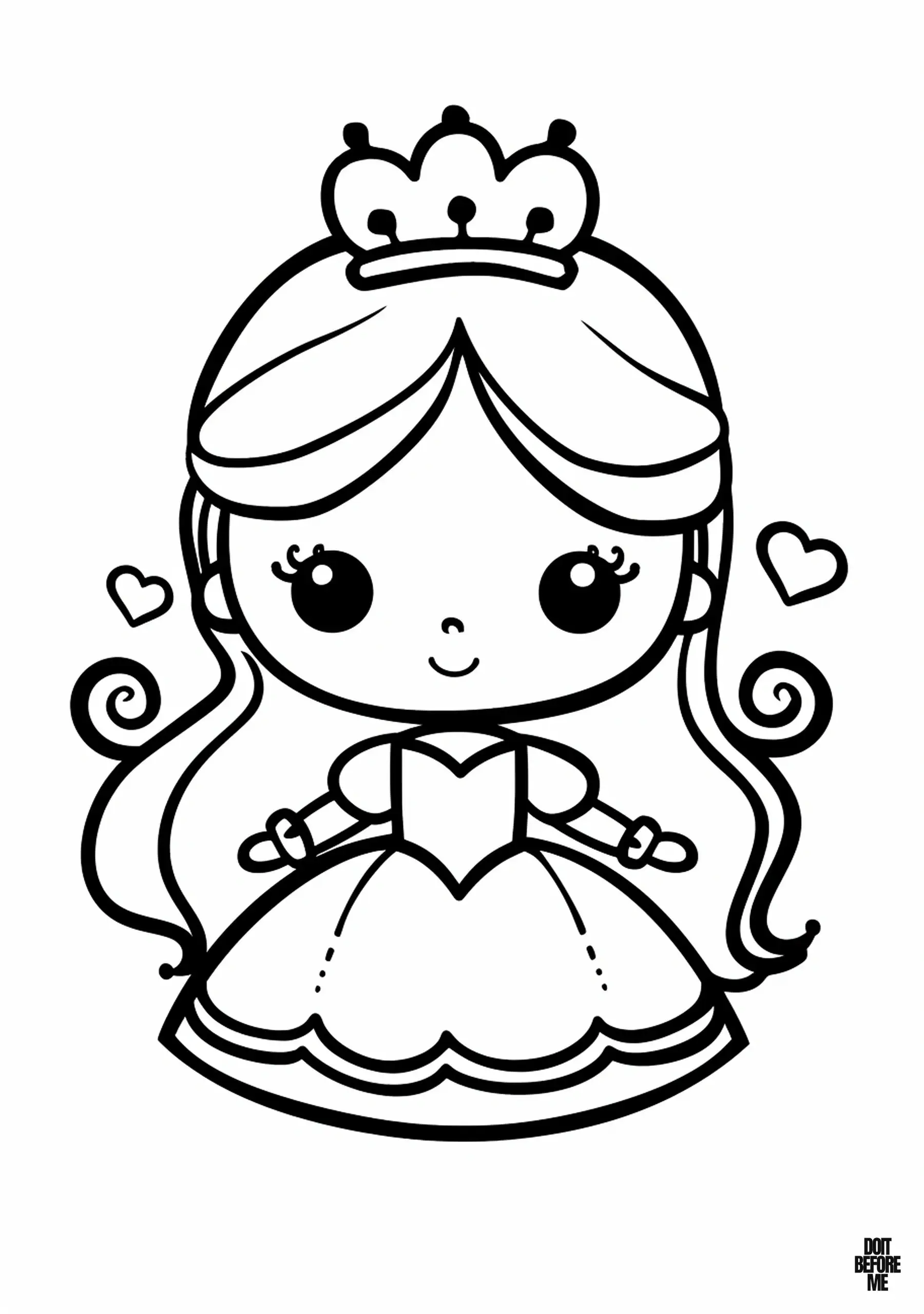 Printable princess coloring sheet designed for little girls to color easily.