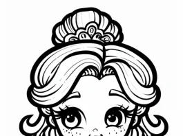 A princess with big eyes and long eyelashes, adorned with freckles on her cheeks, gazes sideways with a glance out of the corner of her eye. Her long wavy hair cascades down to her waist, secured by a barrette, while she is elegantly attired in an evening dress.